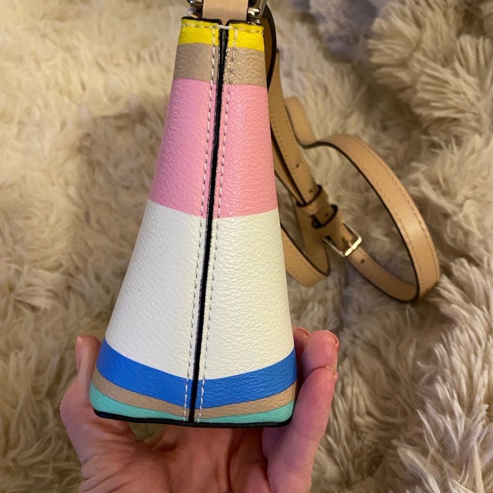 EUC!! Kate Spade Yellow and Pink Striped Crossbody Bag - Picture 5 of 7